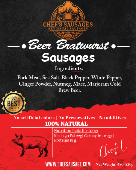 Beer Bratwurst Sausages 500g (5 links)