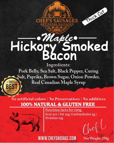 PRE-ORDER, AVAILABLE FROM 5 JULY - Sliced Maple Hickory Smoked Bacon 250g