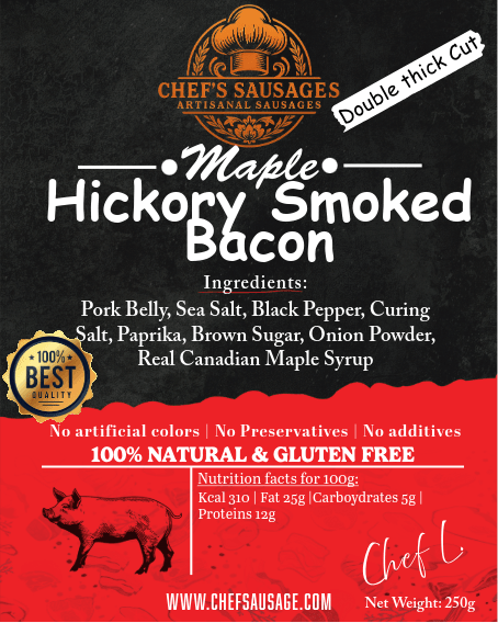 PRE-ORDER, AVAILABLE FROM 5 JULY - Sliced Maple Hickory Smoked Bacon 250g