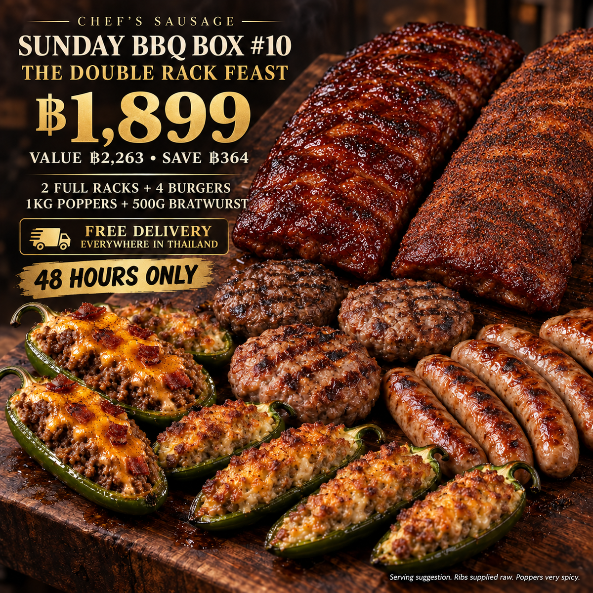 Sunday BBQ Box #10 Double Rack Feast — ฿1,899, save ฿364, free delivery everywhere in Thailand