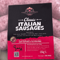 Classic Italian sausage pack, Italian sausage close-up, raw Italian pork sausages