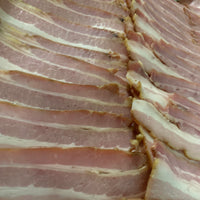 Close-up of sliced honey garlic smoked bacon