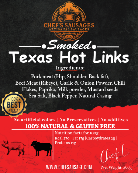 Smoked Texas Hot Links 500g