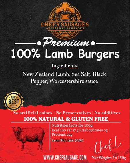100% New Zealand Lamb Burgers (2 × 150g)