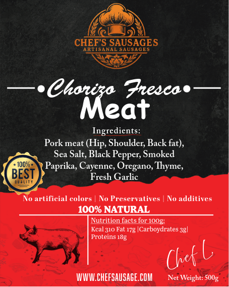 Chorizo Fresco Meat - COMING SOON - Chef's Sausage